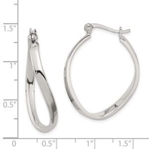 The Black Bow Twisted Oval Hoop Earrings in Sterling Silver - 33mm (1 1/4 Inch)