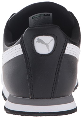 PUMA boys Roma Basic JR Sneaker, Black/White/Puma Silver, 7 M US Big Kid