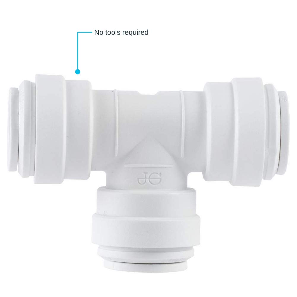 John Guest Speedfit 3/8 Inch x 3/8 Inch x 1/4 Inch OD Reducing Tee, Push to Connect Plastic Plumbing Fitting, PP30121208WP