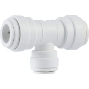 john guest speedfit 3/8 inch x 3/8 inch x 1/4 inch od reducing tee, push to connect plastic plumbing fitting, pp30121208wp