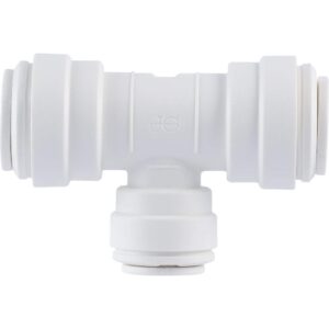 John Guest Speedfit 3/8 Inch x 3/8 Inch x 1/4 Inch OD Reducing Tee, Push to Connect Plastic Plumbing Fitting, PP30121208WP