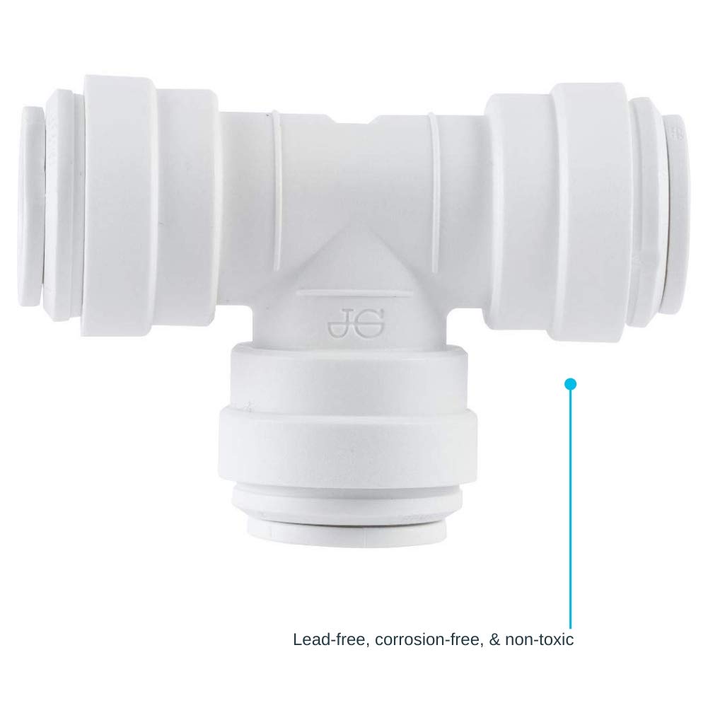 John Guest Speedfit 1/4 Inch Union Tee Connector, Push to Connect Plastic Plumbing Fitting, PP0208WP