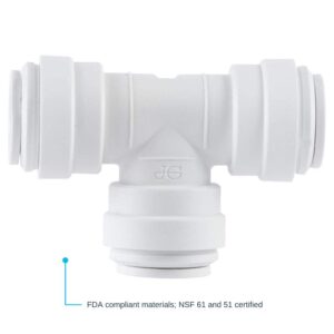 John Guest Speedfit 1/4 Inch Union Tee Connector, Push to Connect Plastic Plumbing Fitting, PP0208WP