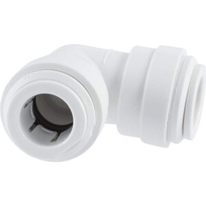 john guest speedfit 1/4 inch od union 90 degree elbow connector, push to connect plastic plumbing fitting, pp0308wp