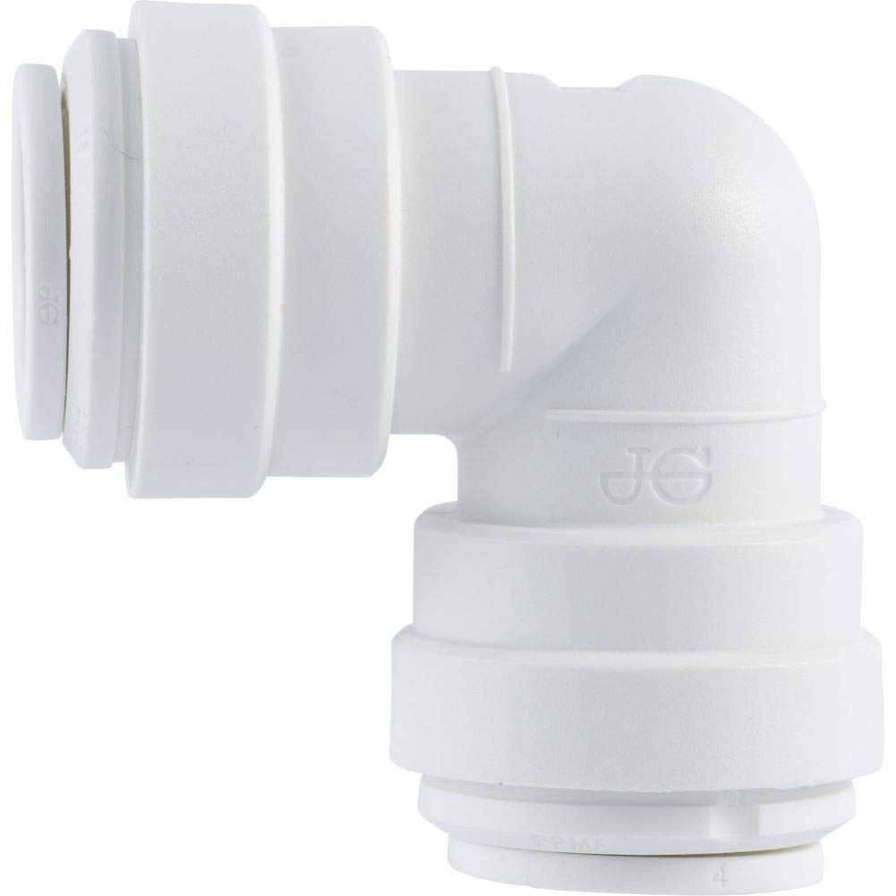 John Guest Speedfit 1/4 Inch OD Union 90 Degree Elbow Connector, Push to Connect Plastic Plumbing Fitting, PP0308WP