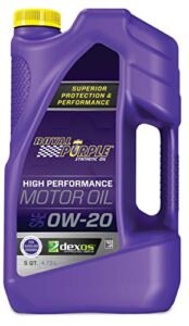 royal purple roy51020 api-licensed sae 0w-20 high performance synthetic motor oil - 5 qt.