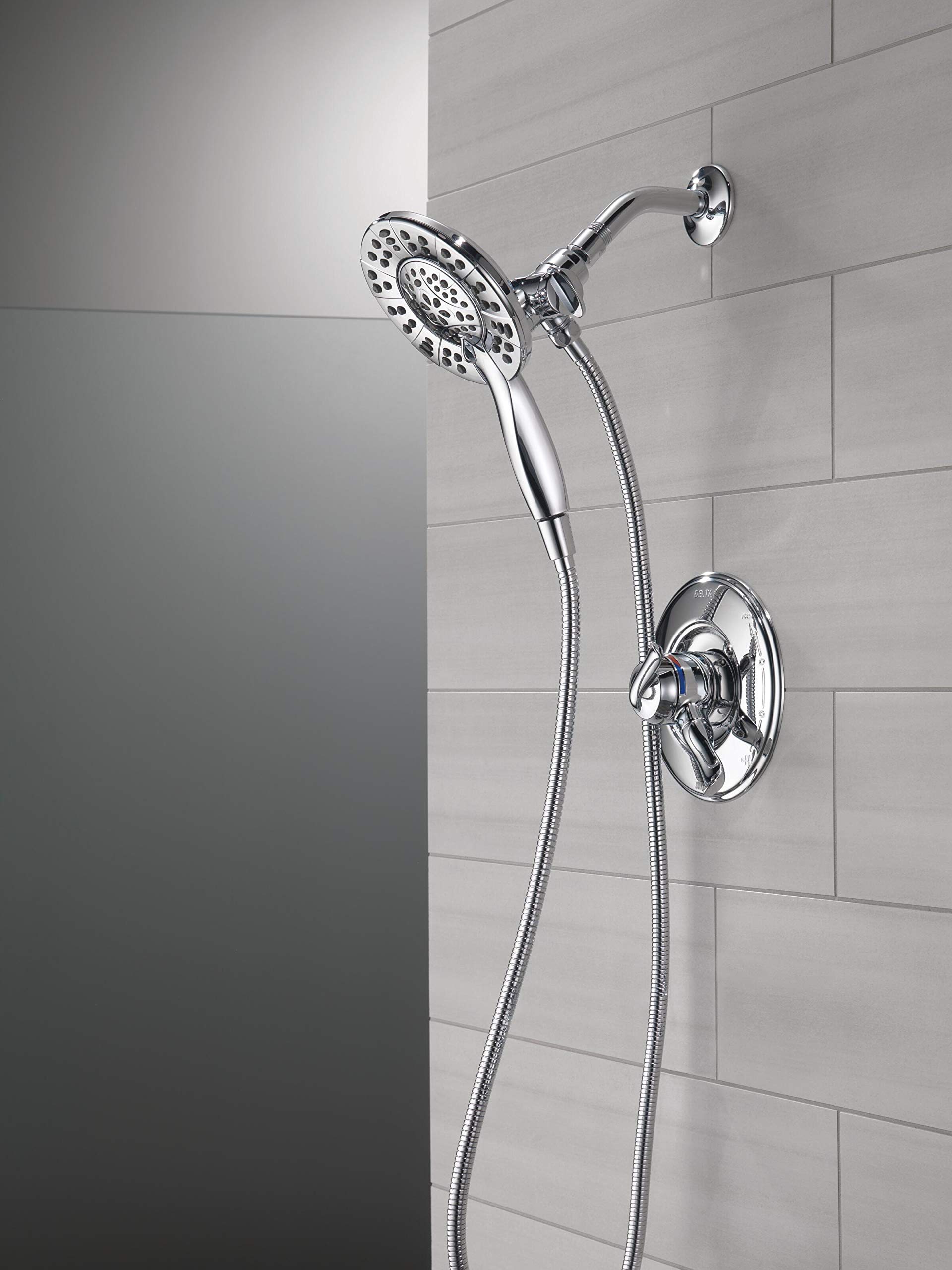 Delta Faucet Linden 17 Series Dual-Function Shower Faucet, Shower Trim Kit with 4-Spray In2ition 2-in-1 Dual Hand Held Shower Head with Hose, Chrome T17294-I (Valve Not Included)