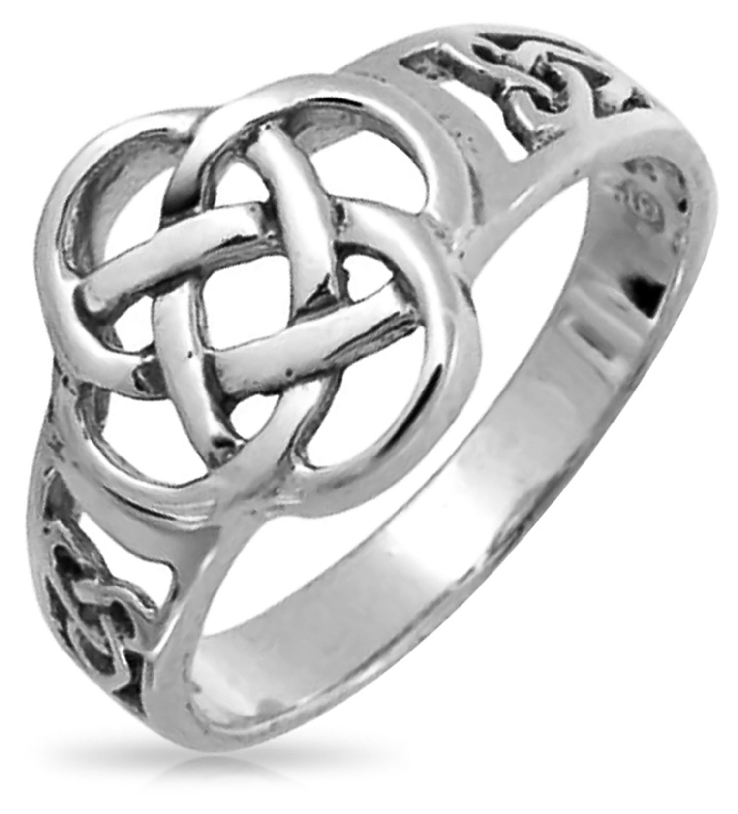 Personalized Best Friends BFF Love Knot Irish Celtic Infinity Band Ring For Teen Women Oxidized .925 Sterling Silver Customizable