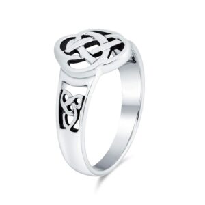 Personalized Best Friends BFF Love Knot Irish Celtic Infinity Band Ring For Teen Women Oxidized .925 Sterling Silver Customizable