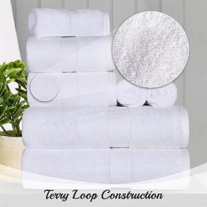 Superior Egyptian Cotton Pile 6 Piece Towel Set, Includes 2 Bath, 2 Hand, 2 Face Towels/Washcloths, Ultra Soft Luxury Towels, Thick Plush Essentials, Guest Bath, Spa, Hotel Bathroom, White