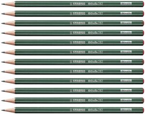 stabilo othello 282/3h pencil 3h green with stripes (pack of 12)