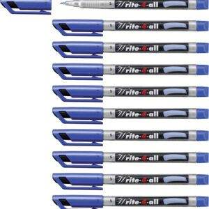 Permanent Marker - STABILO Write-4-all Extra Fine Box of 10 Blue