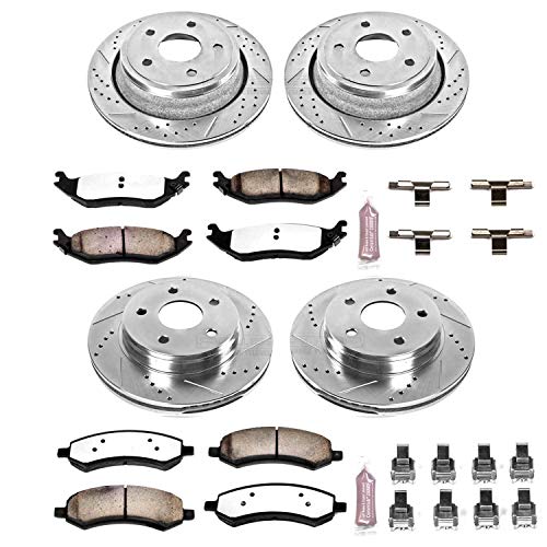 Power Stop K2164-36 Front and Rear Truck & Tow Drilled Slotted Rotors with Carbon-Fiber Ceramic Brake Pads Brake Kit For 2007-2009 Aspen Durango | 2006-2018 Ram 1500 | 2019-2022 Ram 1500 Classic