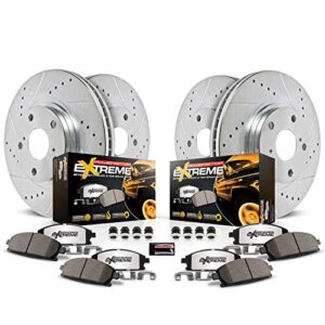 power stop k2164-36 front and rear truck & tow drilled slotted rotors with carbon-fiber ceramic brake pads brake kit for 2007-2009 aspen durango | 2006-2018 ram 1500 | 2019-2022 ram 1500 classic