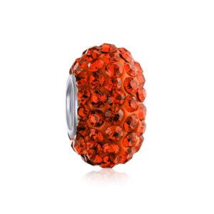 Bling Jewelry Solid Bright Orange Spacer Bead Core .925 Sterling Silver Fits European Charm Bracelet For Women For Teen