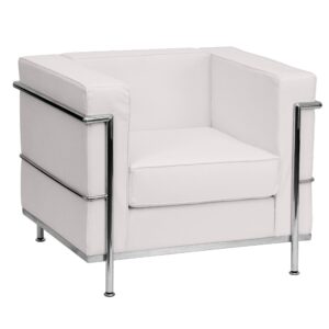 Flash Furniture HERCULES Regal Series Contemporary White LeatherSoft Chair with Encasing Frame