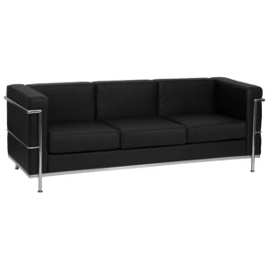 flash furniture hercules regal series contemporary black leathersoft sofa with encasing frame