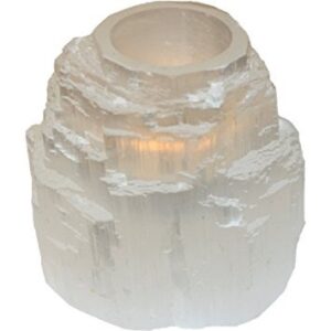 geofossils selenite mountain tealight candle holder