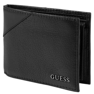 guess mens textured bi-fold passcase wallet