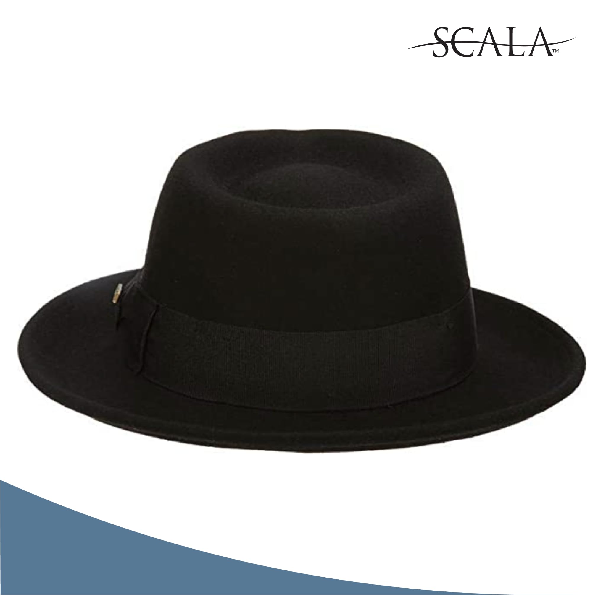 Scala Classico Men's Crushable Water Repelant Wool Felt Fedora Hat, Black, X-Large