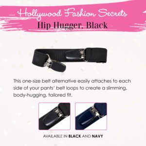 Hollywood Fashion Secrets Hip Hugger, Black, Elastic Belt Alternative, One Size