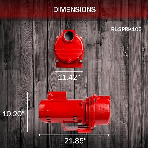 Red Lion 97101001 RL-SPRK100 Sprinkler Pump with Thermoplastic Impeller, 1 HP, 63 GPM, 115/230 Volt, Red