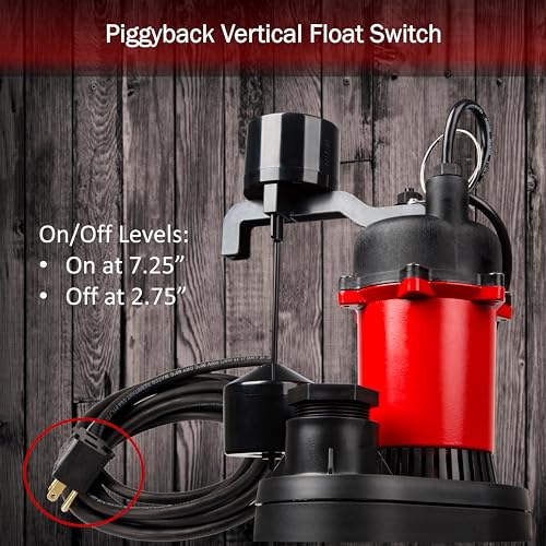 Red Lion RL-SPS33 1/3 HP, 115-Volt, 3200 GPH Under-Sink Sump Pump System with 6 Gallon Basin, Red/Black, 14942736