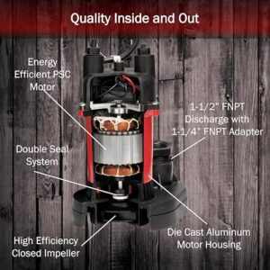 Red Lion RL-SPS33 1/3 HP, 115-Volt, 3200 GPH Under-Sink Sump Pump System with 6 Gallon Basin, Red/Black, 14942736