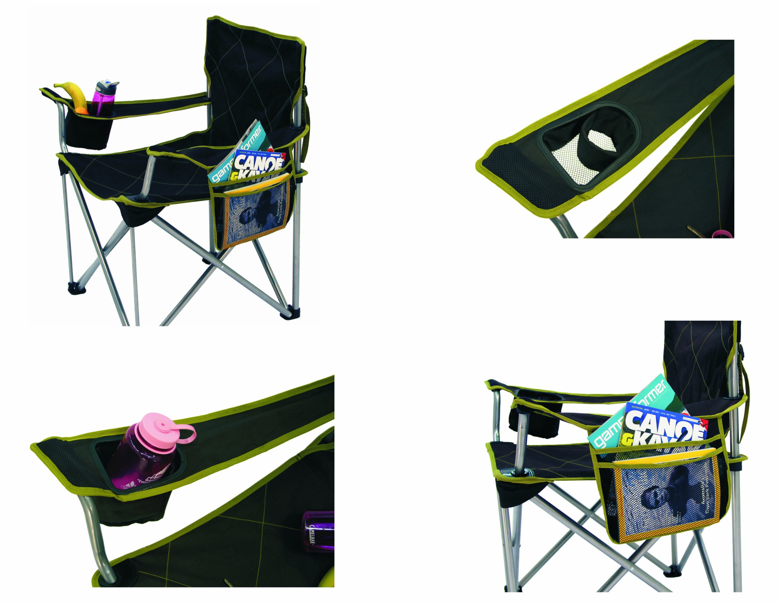 TravelChair Big Kahuna Chair, Supersized Camping Chair, 800lb Capacity, Brown/Lime, One Size (599)