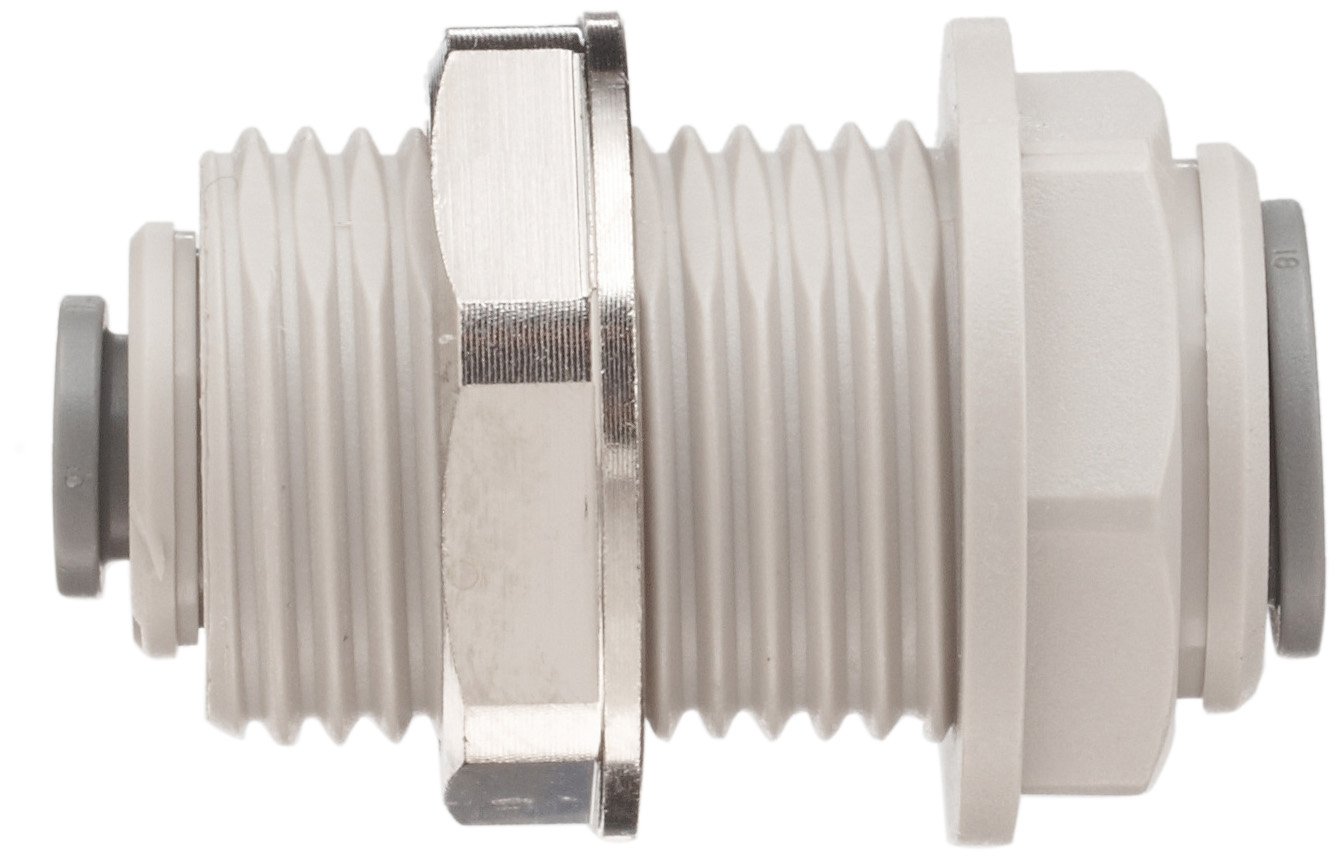 John Guest Acetal Copolymer Tube Fitting, Reducing Bulkhead Union, 3/8" x 1/4" Tube OD (Pack of 10)