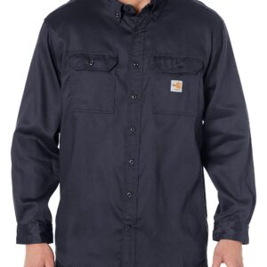 Carhartt mens Flame Resistant Lightweight Twill (Big & Tall) button down shirts, Dark Navy, XX-Large Tall US