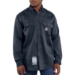 Carhartt mens Flame Resistant Lightweight Twill (Big & Tall) button down shirts, Dark Navy, XX-Large Tall US