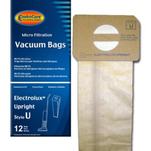 EnviroCare Replacement Micro Filtration Vacuum Cleaner Dust Bags made to fit Electrolux Upright Style U and ProTeam Prolux, ProCare & ProForce Uprights 12 pack