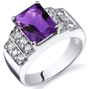 PEORA Amethyst Step Ring Sterling Silver 2.00 Carats Size 7