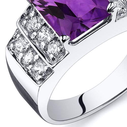 PEORA Amethyst Step Ring Sterling Silver 2.00 Carats Size 7