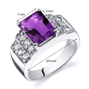 PEORA Amethyst Step Ring Sterling Silver 2.00 Carats Size 7