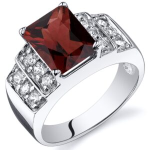 PEORA Garnet Step Ring Sterling Silver 2.75 Carats Size 7