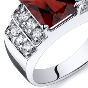 PEORA Garnet Step Ring Sterling Silver 2.75 Carats Size 7