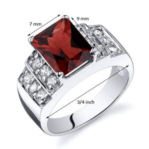 PEORA Garnet Step Ring Sterling Silver 2.75 Carats Size 7