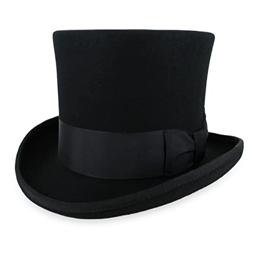 Hats in the Belfry John Bull Theater-Quality Mens100% Wool Felt Top Hat in Black Large