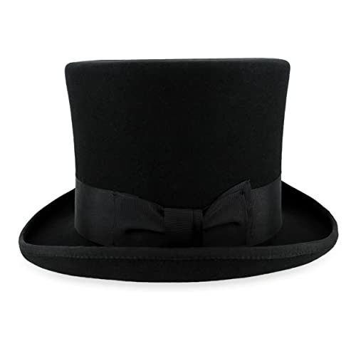 Hats in the Belfry John Bull Theater-Quality Mens100% Wool Felt Top Hat in Black Large