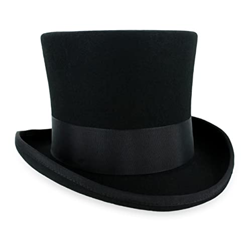 Hats in the Belfry John Bull Theater-Quality Mens100% Wool Felt Top Hat in Black Large