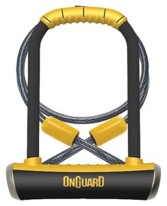 onguard double-team pitbull u-lock and cable , black, 4.53 x 9.06 - inch