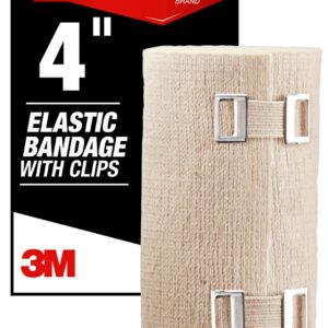 ACE 4 Inch Elastic Bandage with Clips, Beige, Ideal for Sports, Comfortable design with soft feel, Wash and Reuse