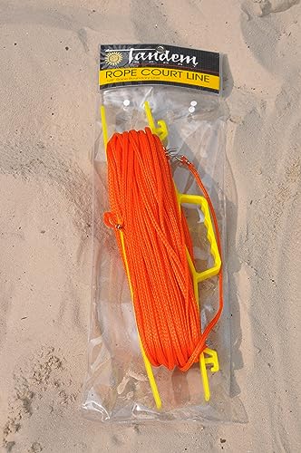 Tandem Sport Outdoor Volleyball Boundary Lines - Volleyball Short Court Rope Court Lines - Volleyball Lines for Sand or Grass - Orange, 26' 3" X 52' 6"