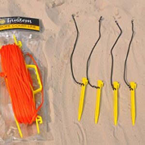 Tandem Sport Outdoor Volleyball Boundary Lines - Volleyball Short Court Rope Court Lines - Volleyball Lines for Sand or Grass - Orange, 26' 3" X 52' 6"