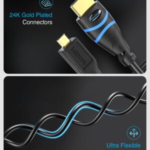 BlueRigger Micro HDMI to HDMI Cable (6FT, 4K 60Hz, HDR, High Speed, Ethernet) - Compatible with GoPro Hero 7/6/5/4, Raspberry Pi 4, Sony A6000/A6300 Camera, Nikon B500, Lenovo Yoga 3 Pro, Yoga 710