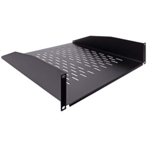 Navepoint 2U 19-Inch Universal Vented Rack Mount Cantilever Fixed Server Cabinet Shelf 16-Inches Deep Black