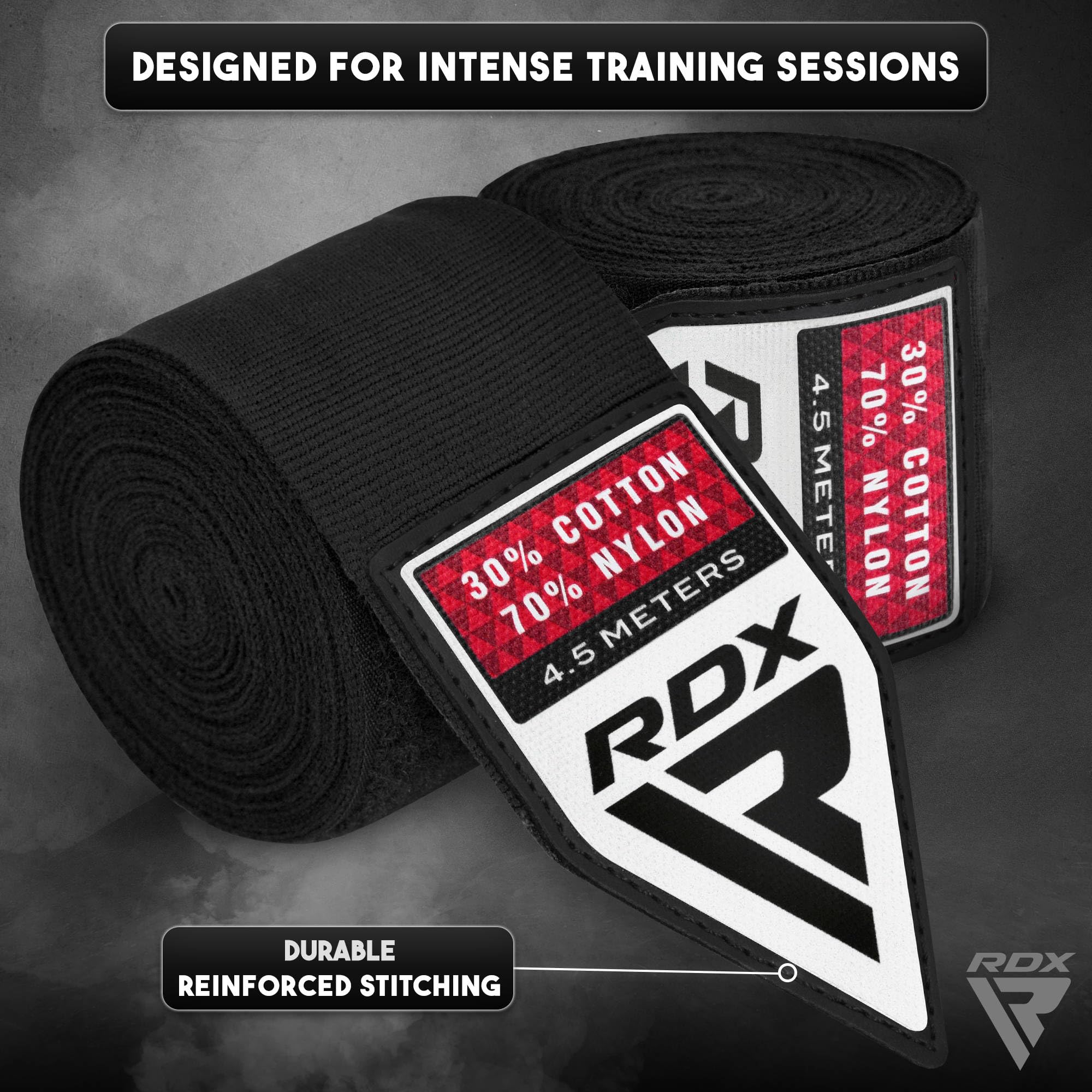 RDX Boxing Hand Wraps Inner Gloves, 180 Inch 4.5m Elasticated Thumb Loop Bandages, Mexican Style Under Mitts Wrist Wrap Protection Muay Thai MMA Kickboxing Martial Arts Punching Bag Training Men Women