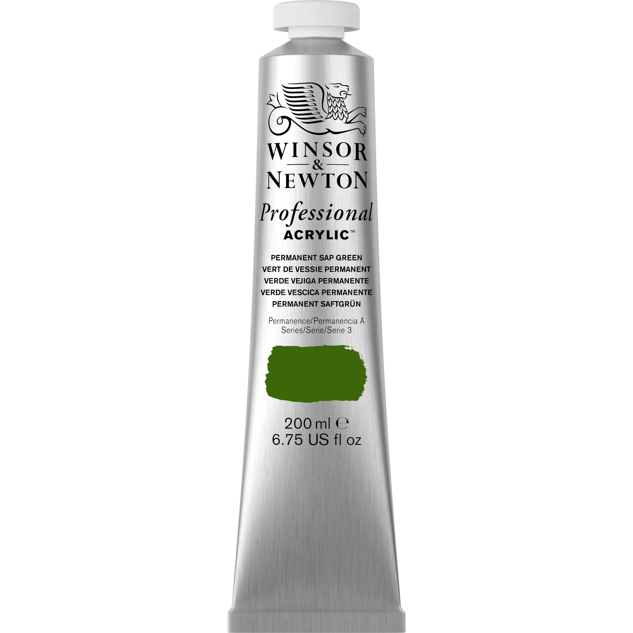 Winsor & Newton Professional Acrylic Paint, 200ml (6.75-oz) Tube, Permanent Sap Green